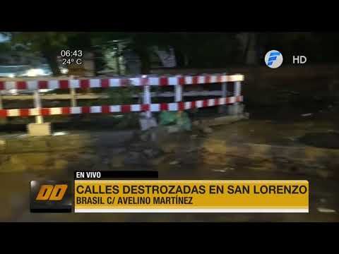 San Lorenzo: Calles destrozadas tras fuerte temporal