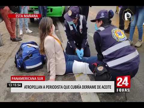 Cúster atropella a reportera en la Panamericana Sur