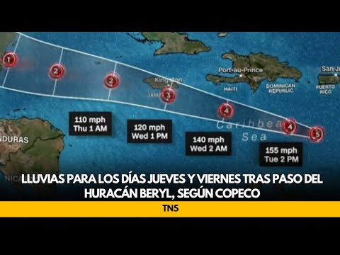 Lluvias para los días jueves y viernes tras paso del huracán Beryl, según COPECO
