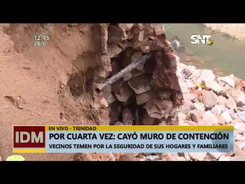 Arroyo Mburicaó: Cayó parte del muro de contención