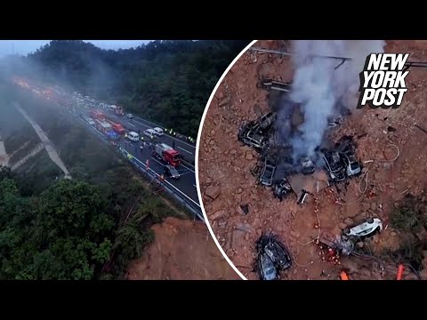 Massive highway collapse kills at least 48 in China as desperate search for survivors launched