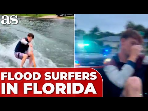 FLOOD SURFERS in FLORIDA ARRESTED after riding MILTON'S devastated streets