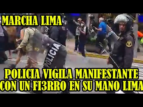 MOVILIZACIONES EN LA CAPITAL PERUANA HOY LA POLICIA TRATO IMPEDIR LAS MARCHAS..