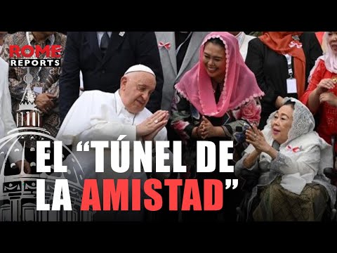 Francisco ante el “túnel de la amistad” que une mezquita y catedral de Yakarta