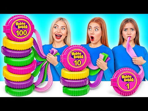 100 Schichten Nahrung Challenge | Epische Essensschlacht von Super Hyper DO