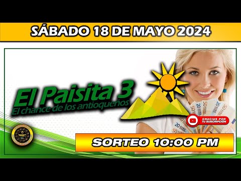 Resultado del PAISITA 3 del SÁBADO 18 de Mayo 2024 #chance #paisita3