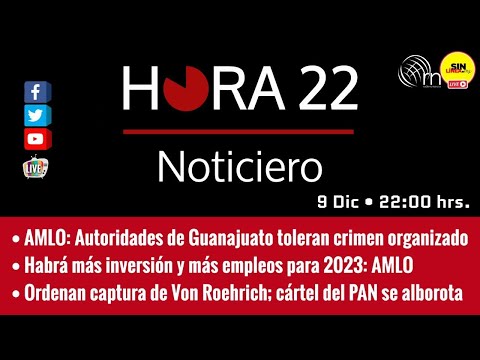 HORA 22 / 9.12.22 / AMLO: AUTORIDADES DE GUANAJUATO TOLERAN CRIMEN  ORGANIZADO