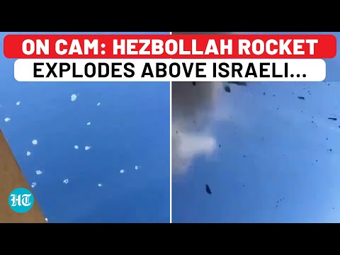 Countless Hezbollah Rockets Fired At Israel, One Explodes Above Person Recording Barrage | Lebanon