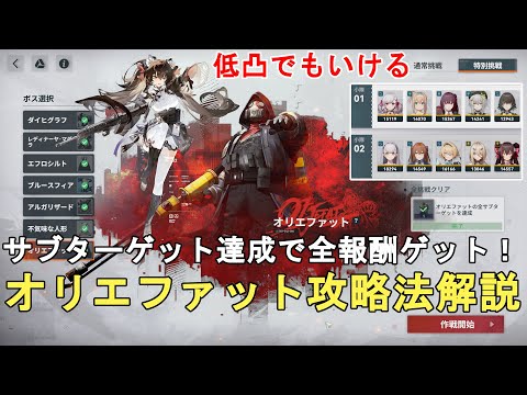 【ドルフロ2】大型目標挑戦 特別挑戦 オリエファット攻略法解説！サブターゲット全クリで報酬全取り！GIRLS' FRONTLINE 2 EXILIUM Oljefat/歧路挑戰 縱火者【少女前線2】