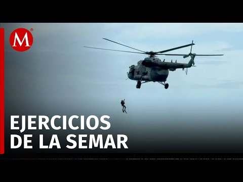 Elementos de la Semar ejecutan ejercicio de rescate en altamar en Veracruz