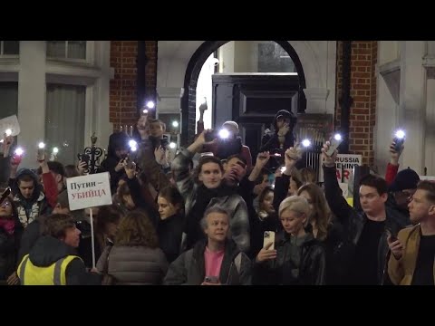 Vigil for Alexei Navalny held outside Russian Embassy in London