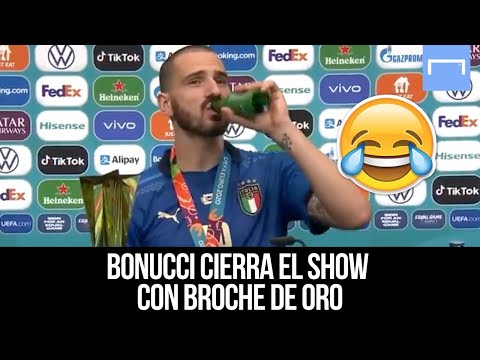 Bonucci toma cerveza y refresco tras ganar la Eurocopa