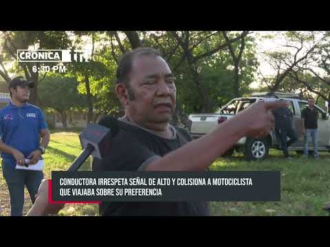 Irrespeta el ALTO y envía al hospital a motociclista en el sector del MITRAB, Managua - Nicaragua