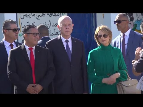 President Kais Saied arrives at polling station to vote in Tunisian elections