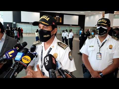 Policía implementa protocolos de bioseguridad en aeropuerto Jorge Chavez por fiestas de fin de año