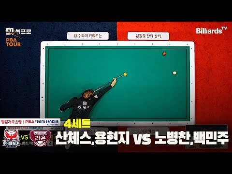 4세트 웰컴저축은행(산체스,용현지)vs크라운해태(노병찬,백민주)[웰컴저축은행 PBA팀리그 4R]