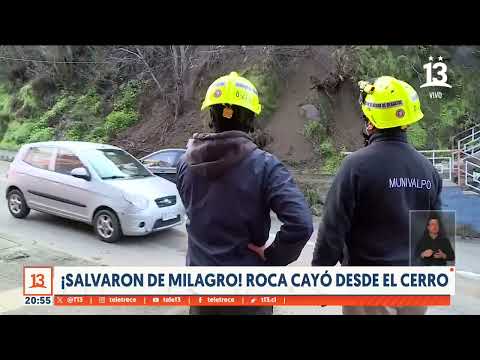 Se salvaron de milagro: Roca cayó desde el cerro en Valparaíso