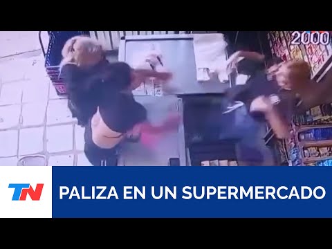 BRUTAL ATAQUE EN UN SUPERMERCADO: el video de la golpiza a la empleada del local