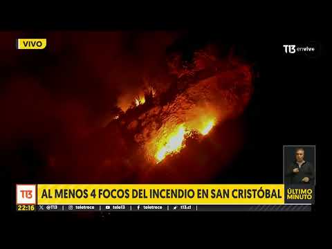 Focos simultáneos de incendio en Cerro San Cristóbal
