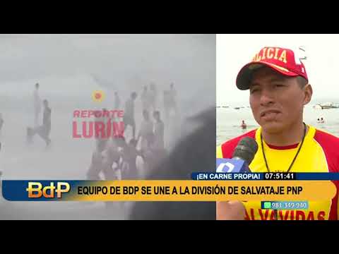 Reportero de BDP vive en carne propia el esfuerzo de la Policía de Salvataje para rescatar bañistas