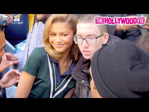 Zendaya Is Mobbed By Fans When Spotted Leaving Her Hotel Wearing A Green Dress In New York, NY