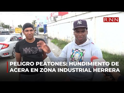 Peligro peatones: hundimiento de acera en Zona Industrial de Herrera