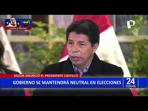 Pedro Castillo sobre elecciones en octubre: Mi gobierno mantendrá neutralidad e imparcialidad