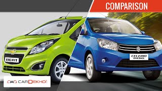 செவ்ரோலேட் பீட் விஎஸ் மாருதி சுசூகி செலரியோ டீசல் | comparison வீடியோ கார்டெக்ஹ்வ்.கம