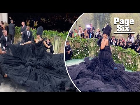 Cardi B takes over 2024 Met Gala red carpet with enormous black tulle train