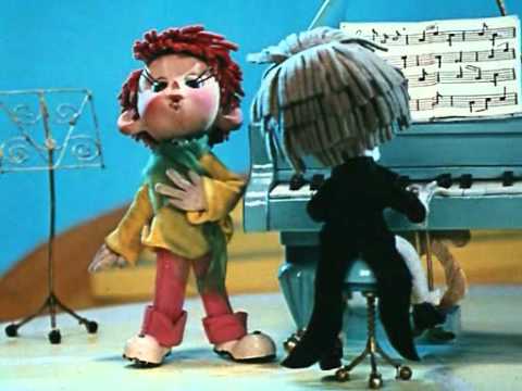 Кадр из мультфильма «Приключения Незнайки и его друзей. Незнайка — музыкант»