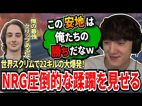 世界スクリムでランクと錯覚するほどの圧倒的蹂躙を見せるNRG!敵を轢き続け安地内を駆け回り22キルの大爆発！さらにXでも話題の1vs5?をしたZer0の最強クリップがヤバすぎる!
