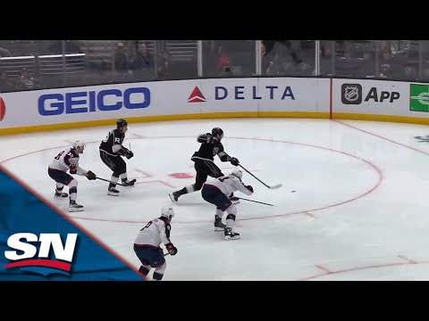 Kings Clarke Fires Puck Length Of Ice, Gets Perfect Bounce Off Boards For Dubois Goal