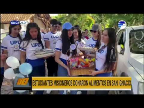 Estudiantes misioneros celebraron UPD donando alimentos a abuelitos y a bomberos