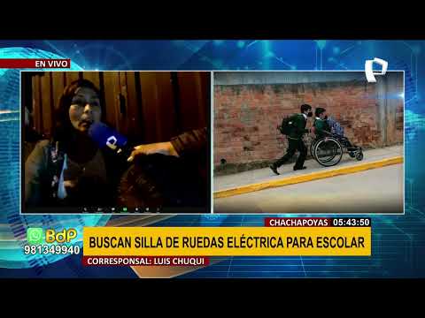 Chachapoyas: promueven campaña para donar silla de ruedas eléctrica a escolar con discapacidad