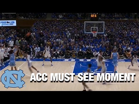 Acc Football Basketball 🏀 R.J. Davis Hits A Big 3 For UNC Just Before Halftime | ACC Must See Moment