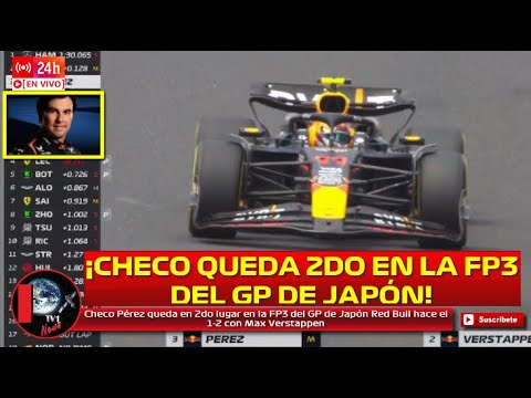 Checo Pérez queda en 2do lugar en la FP3 del GP de Japón Red Bull hace el 1-2 con Max Verstappen