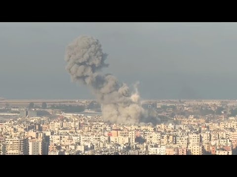 Large plumes of smoke seen on the Beirut skyline following blasts