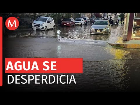 Inundación en Tultitlán por mega fuga de agua, hospital del ISSSTE afectado