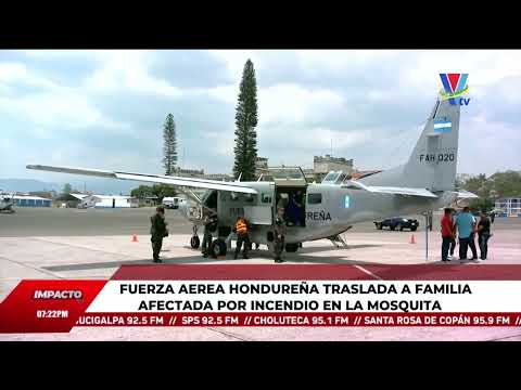 Fuerza Aérea Hondureña traslada a familia afectada por incendio