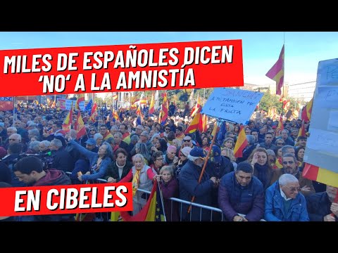 Miles de españoles  se reúnen en Cibeles para decir 'no' a la amnistía de Sánchez