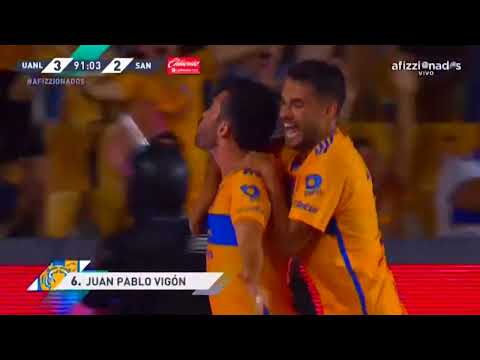 Gol de Juan Pablo Vigón | Tigres 3-2 Santos | Liga BBVA MX - Apertura 2023 - Jornada 5