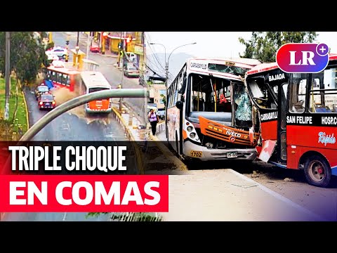 Captan TRIPLE CHOQUE en COMAS: bus de EL RÁPIDO colisionó con alimentador del METROPOLITANO | #LR