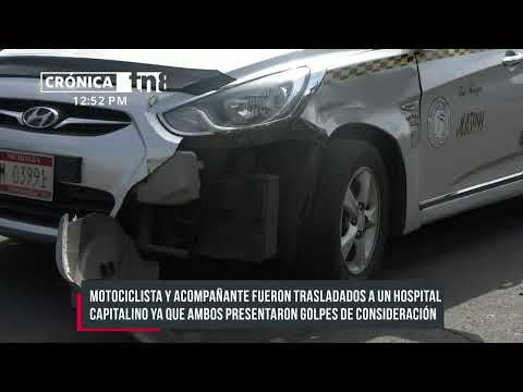 Imprudencia de taxista deja lesionado a motorizado, Managua - Nicaragua