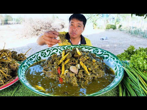 แกงผักขี้เหล็กใส่หนังกระบือซ