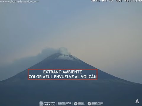 #POPOCATÉPETL | Raro ambiente azul envuelve al coloso. Monitoreo 24/7. El #Volcán #EnVivo