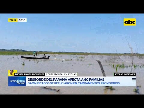 Desborde del río Paraná afecta a familias en Ayolas