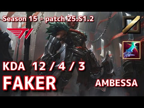 【KRサーバー/M1】T1 Faker アンベッサ(Ambessa) VS ヨネ(Yone) MID - Patch25.S1.2 KR Ranked【LoL】