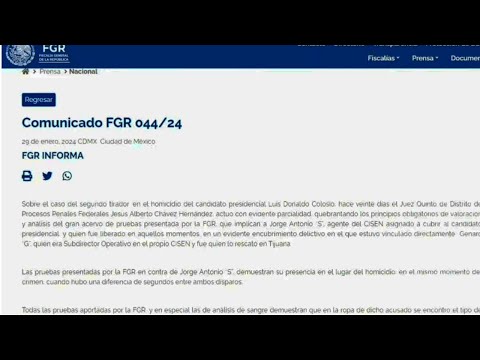 AMLO LEE TODO EL COMUNICADO DE LA FGR SOBRE EL CASO COLOSIO EN EL QUE SE EXHIBE A JUEZ