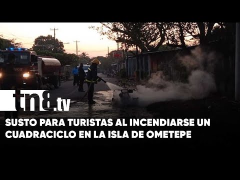 ¡Turistas aterrados! Cuadraciclo se incendia en la Isla de Ometepe - Nicaragua