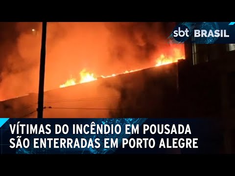 Cinco das 10 vítimas do incêndio em pousada foram enterradas neste sábado | SBT Brasil (27/04/24)